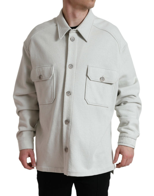 Dolce &amp; Gabbana – Graue Baumwolljacke mit Button-Down-Kragen