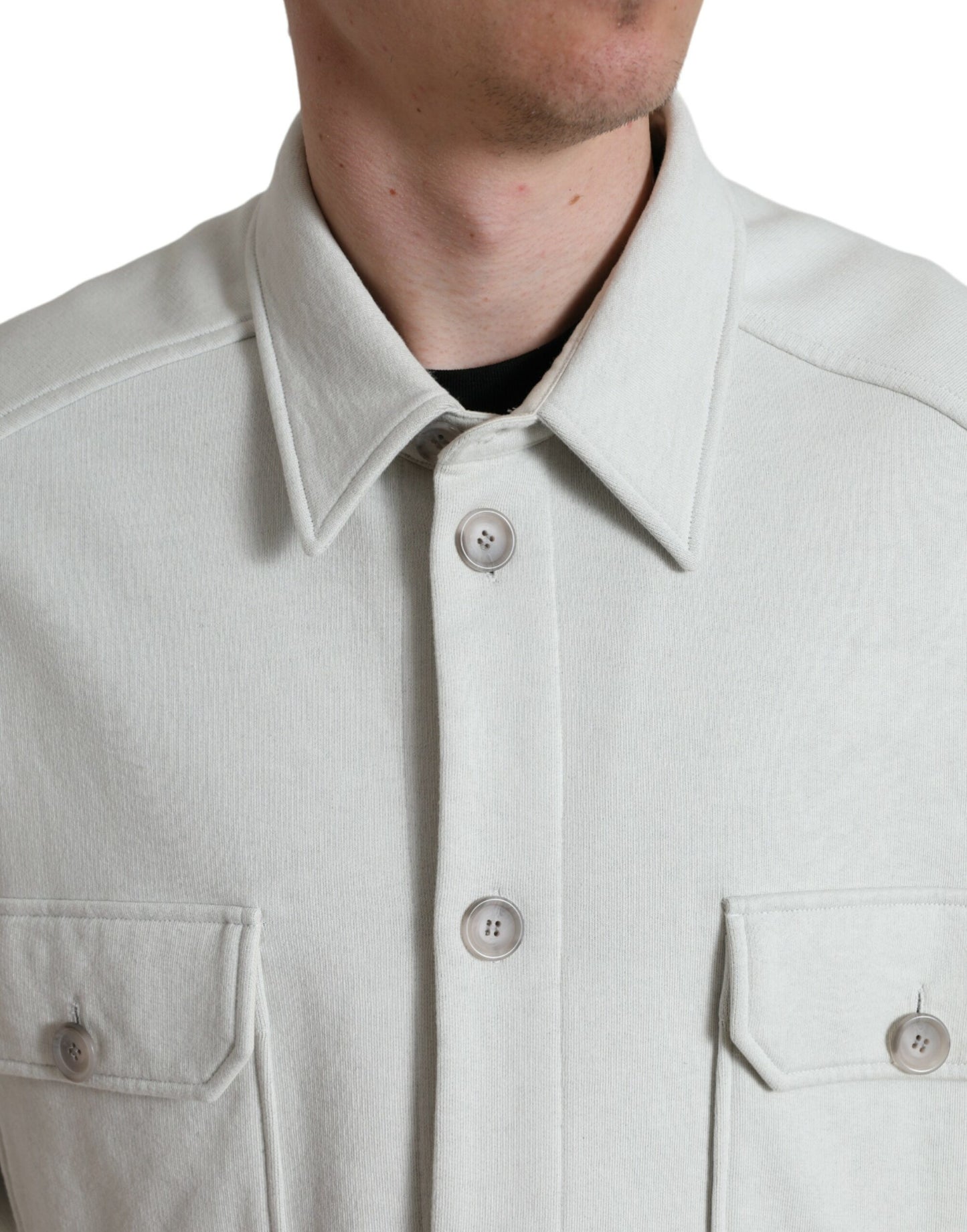 Dolce &amp; Gabbana – Graue Baumwolljacke mit Button-Down-Kragen