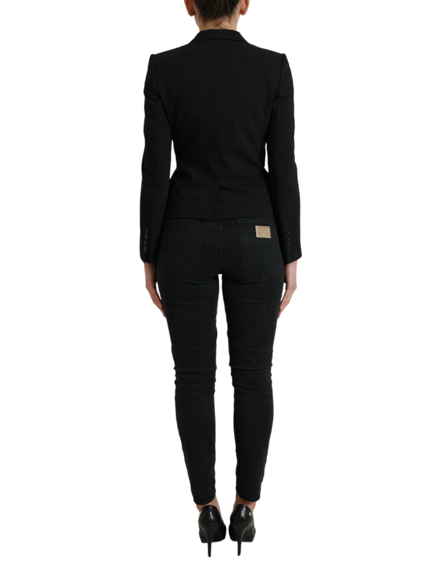 Dolce &amp; Gabbana – Einreihiger Blazer aus schwarzer Wolle