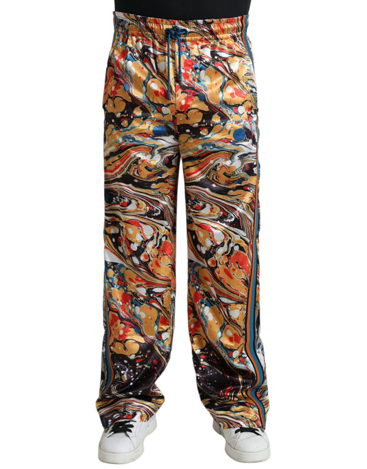 Dolce &amp; Gabbana Satinhose mit mehrfarbigem Marmor-Print