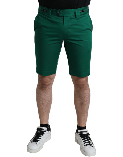 Dolce &amp; Gabbana Dunkelgrüne Herren-Bermudashorts aus Baumwollstretch