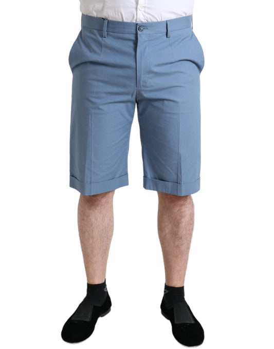 Dolce &amp; Gabbana – Himmelblaue Bermudashorts aus Baumwolle mit umgeschlagenem Saum für Herren