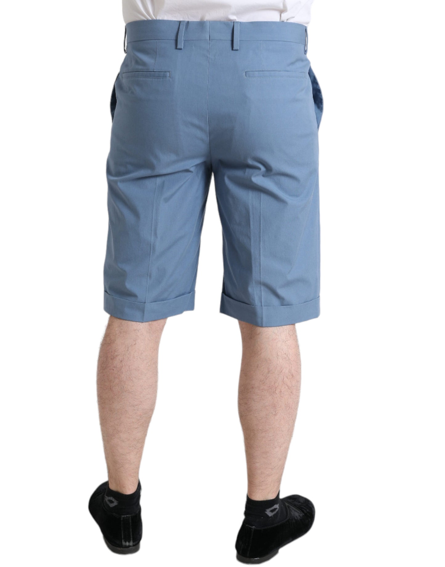 Dolce &amp; Gabbana – Himmelblaue Bermudashorts aus Baumwolle mit umgeschlagenem Saum für Herren