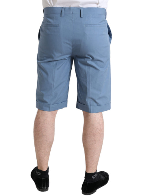 Dolce &amp; Gabbana – Himmelblaue Bermudashorts aus Baumwolle mit umgeschlagenem Saum für Herren