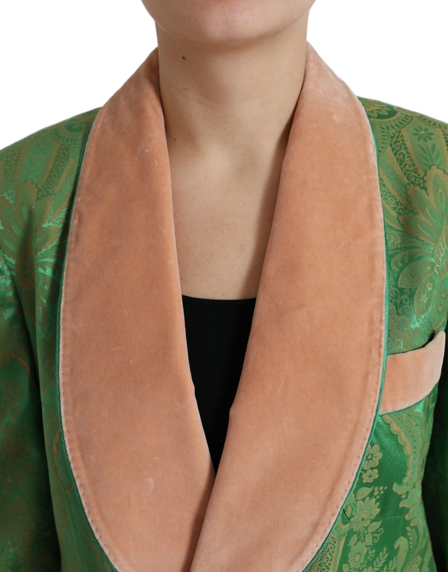 Dolce &amp; Gabbana – Zweireihige Manteljacke mit grünem Blumenmuster