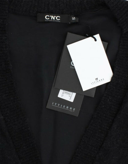 Costume National Graue Strickjacke aus Alpakawolle