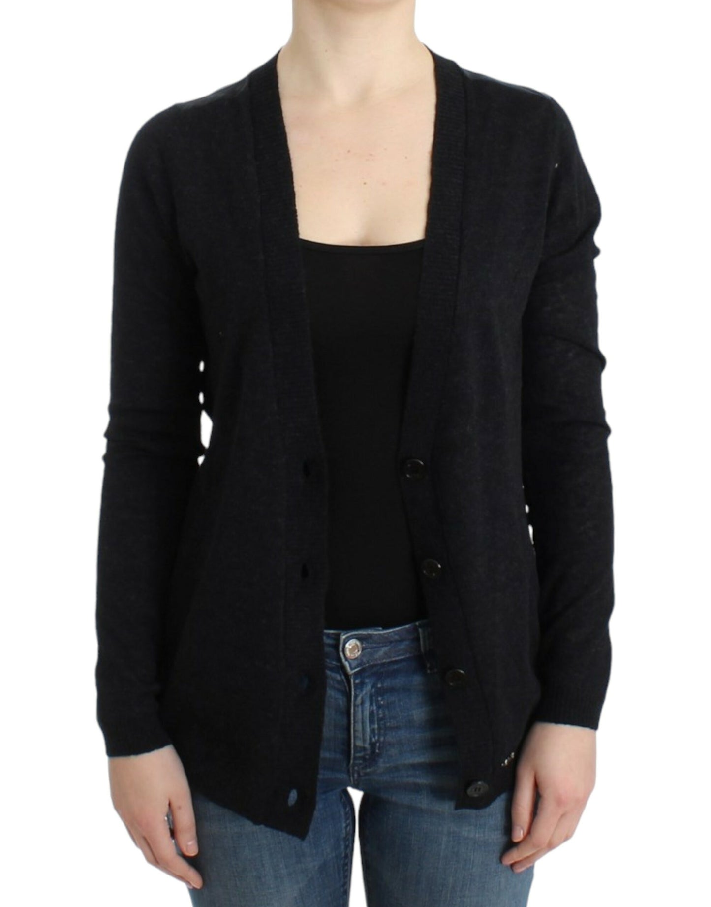 Costume National Graue Strickjacke aus Alpakawolle