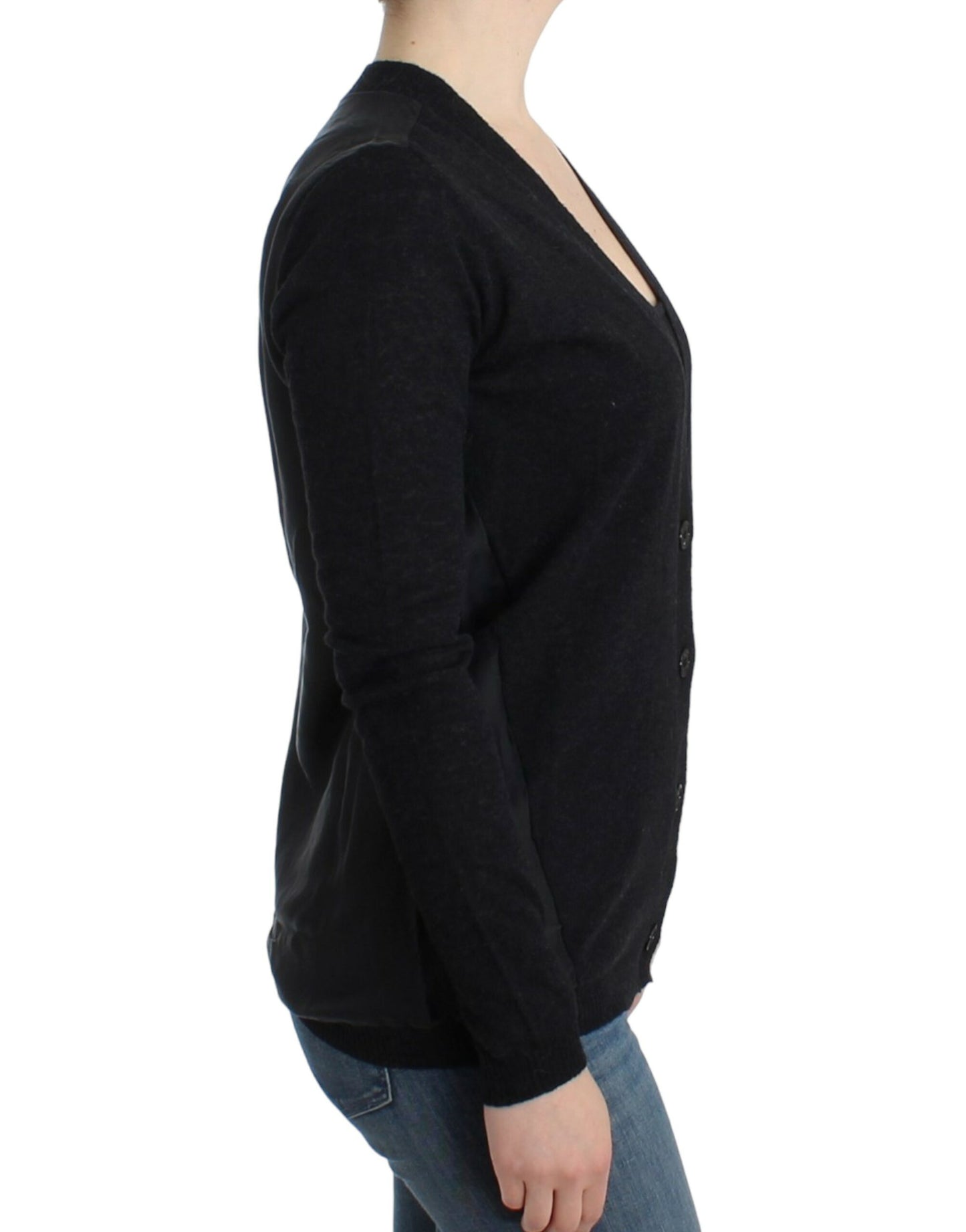Costume National Graue Strickjacke aus Alpakawolle