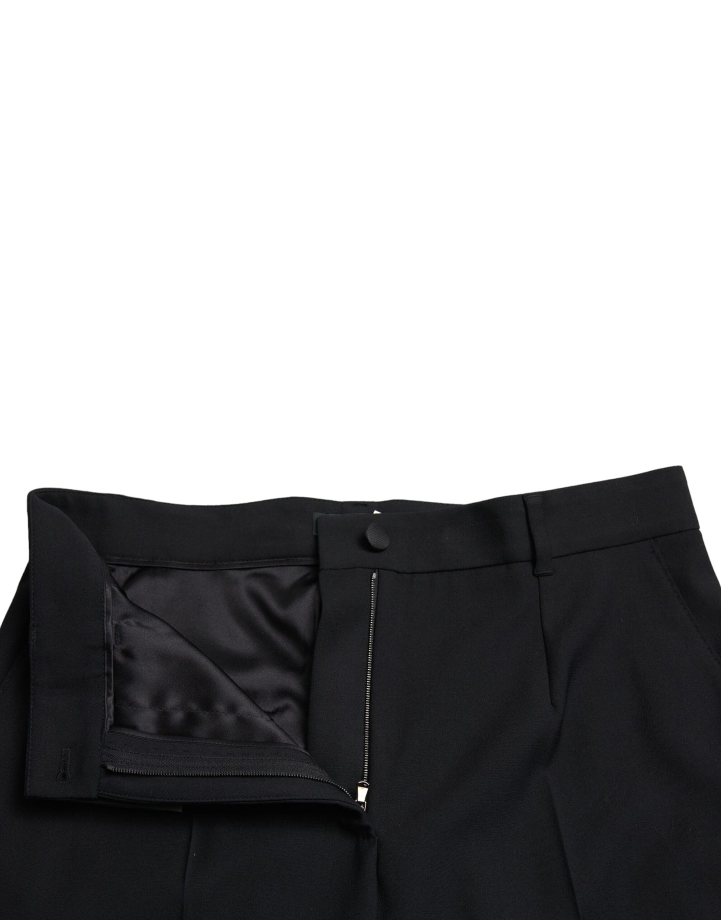 Dolce &amp; Gabbana Schwarze, gerade Hose aus Wolle mit hoher Taille