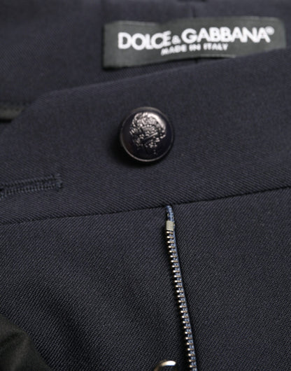 Dolce &amp; Gabbana – Blaue, konisch zulaufende, verkürzte Hose mit mittlerer Taille