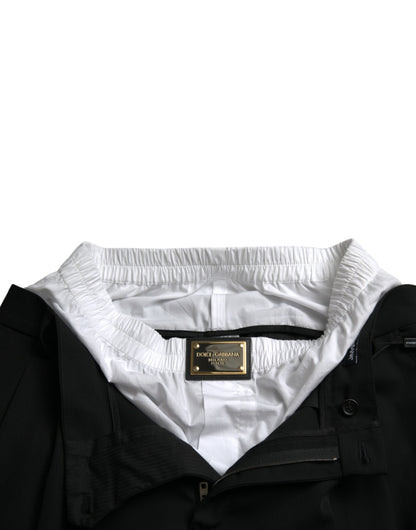 Dolce &amp; Gabbana – Formelle Anzughose aus schwarzer Wolle mit geradem Schnitt