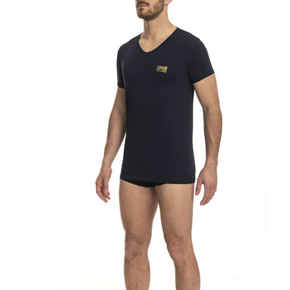 Cavalli Class Herren-T-Shirt aus blauer Baumwolle
