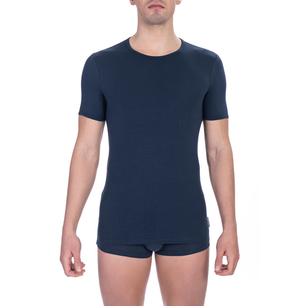 Bikkembergs Herren-T-Shirt aus blauer Baumwolle im Doppelpack