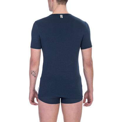 Bikkembergs Herren-T-Shirt aus blauer Baumwolle im Doppelpack