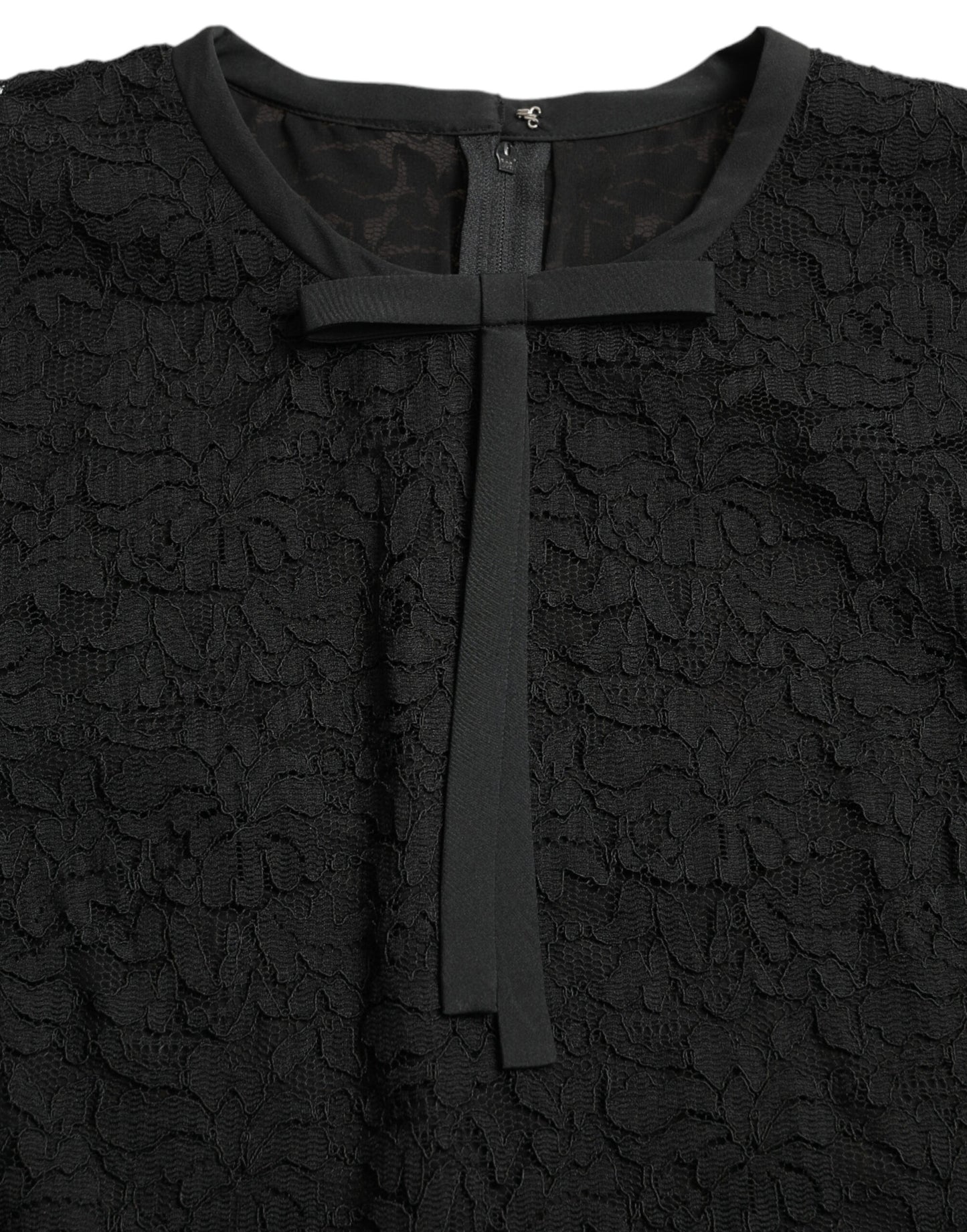 Dolce &amp; Gabbana Schwarze STAFF-Bluse aus Nylon mit Blumenspitze