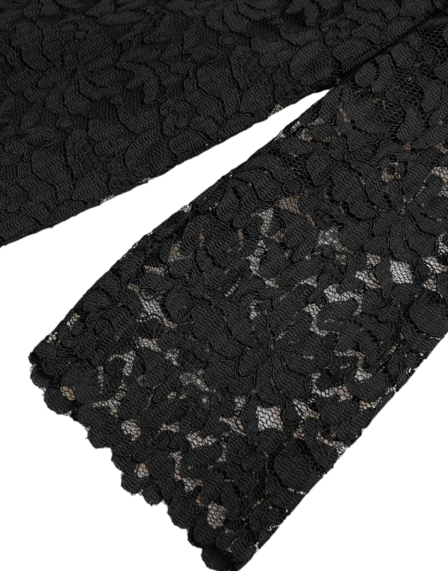 Dolce &amp; Gabbana Schwarze STAFF-Bluse aus Nylon mit Blumenspitze