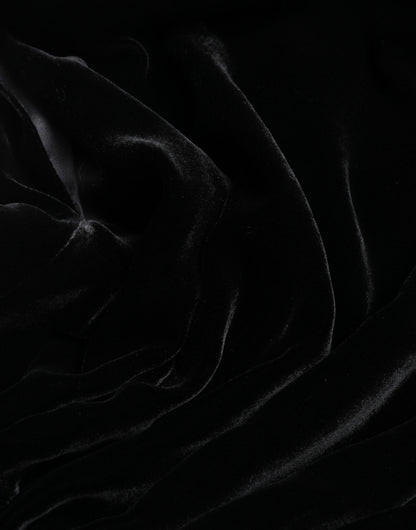 Dolce &amp; Gabbana – Eng anliegende Bluse aus schwarzem Samt mit gepolsterten Schultern