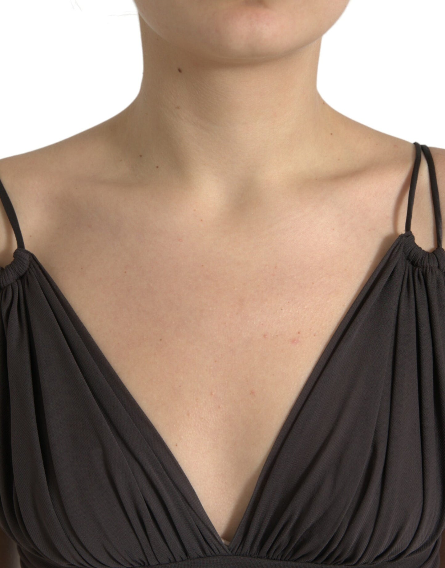 Dolce &amp; Gabbana – Kurzes Tanktop aus Viskose mit tiefem V-Ausschnitt in Braun