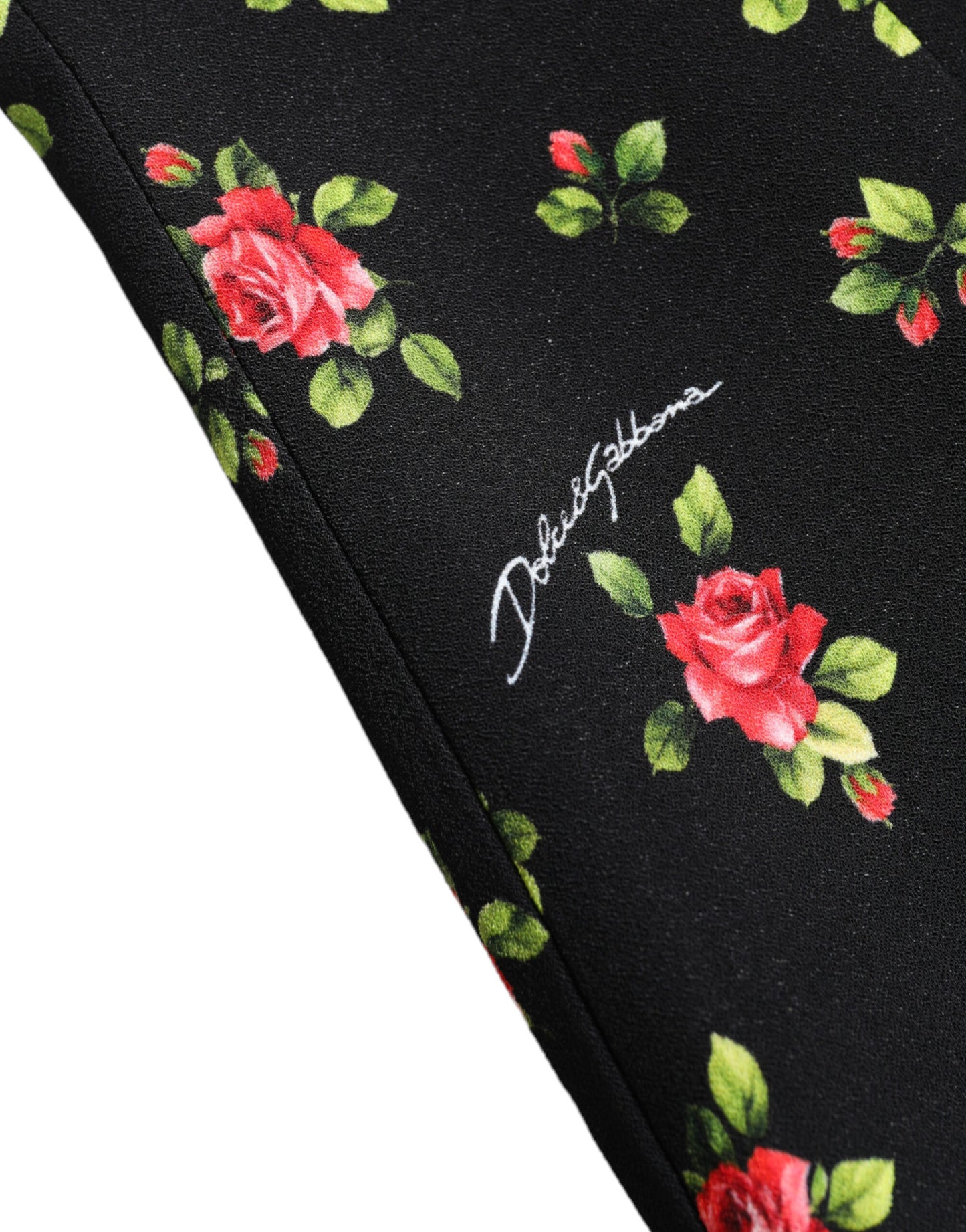 Dolce &amp; Gabbana – Schwarze Bluse mit Rollkragen und Rosenprint