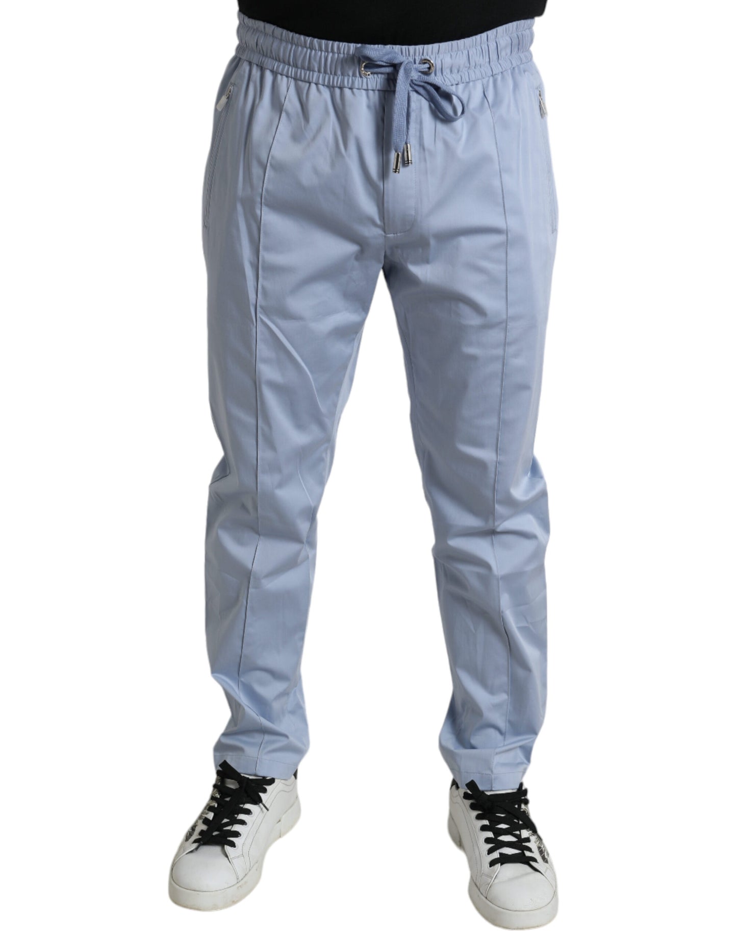 Dolce &amp; Gabbana Hellblaue Jogginghose aus Baumwollstretch