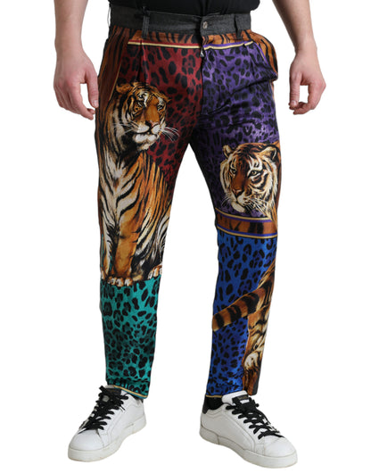 Dolce &amp; Gabbana Mehrfarbige Tiger-Jeans aus lockerer Baumwolle