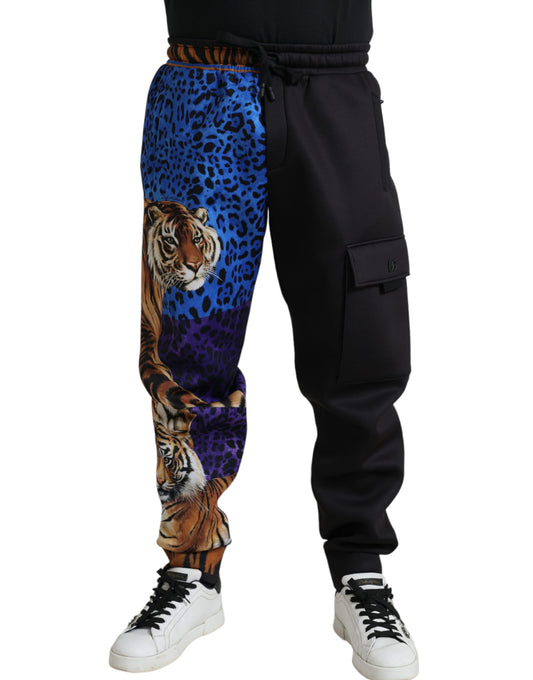 Dolce &amp; Gabbana – Cargo-Jogginghose mit schwarzem Tiger-Print