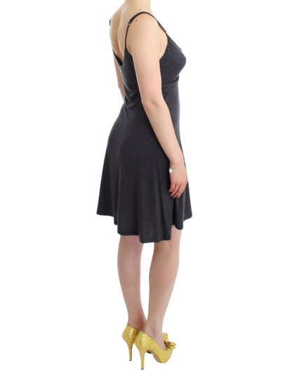 Costume National Graues gestricktes A-Linien-Kleid