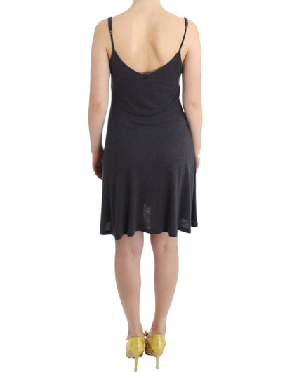 Costume National Graues gestricktes A-Linien-Kleid
