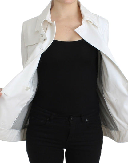 GF Ferre Weißer Zweireiher-Jackenmantel-Blazer
