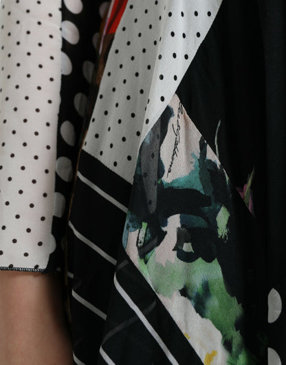 Dolce &amp; Gabbana Mehrfarbiges Patchwork-Kleid mit Blumen- und Leopardenmuster
