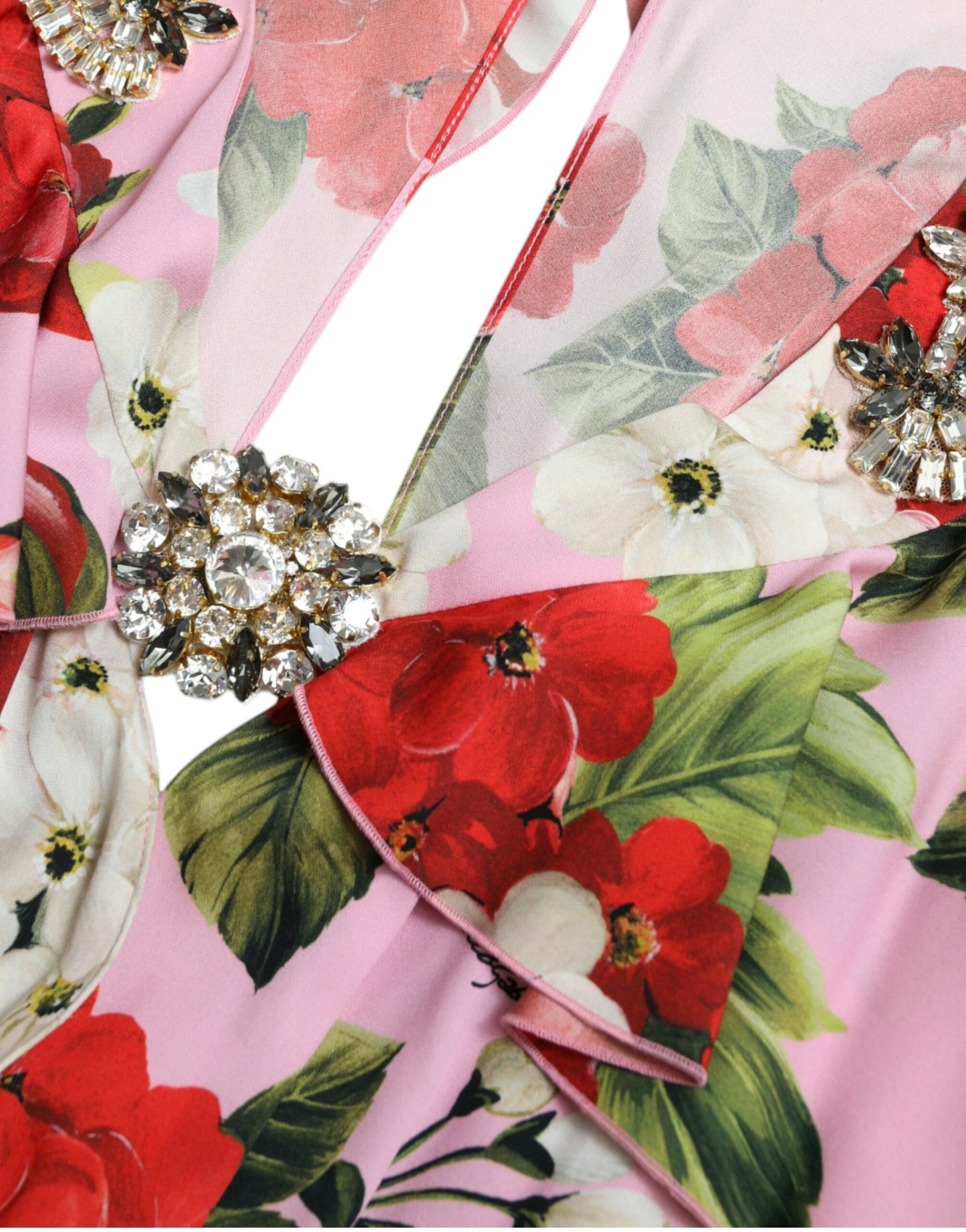 Dolce &amp; Gabbana – A-Linien-Kleid mit mehrfarbigem Blumen- und Kristallverzierung