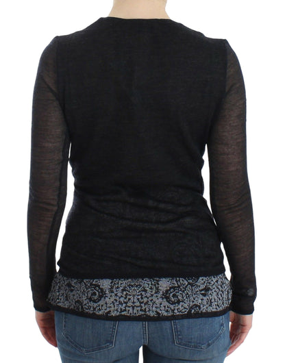 Ermanno Scervino – Langärmliger Stretch-Pullover aus schwarzer Wollmischung