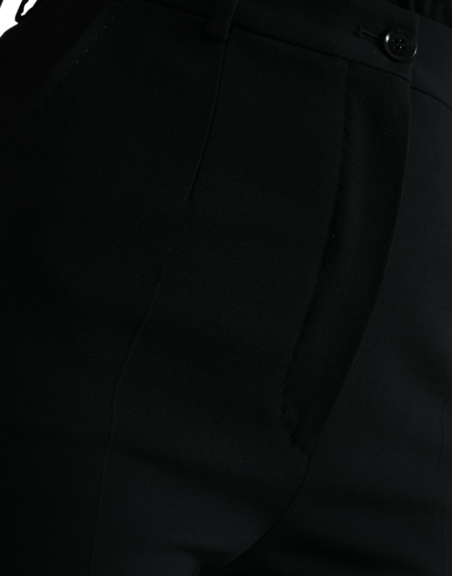 Dolce &amp; Gabbana – Schwarze, hoch taillierte Karottenhose aus Wolle