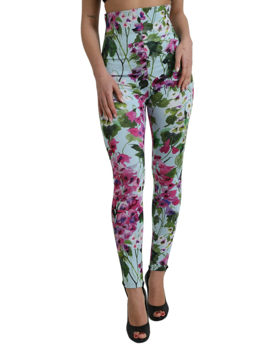Dolce &amp; Gabbana Leggings mit mehrfarbigem Blumenmuster und hoher Taille