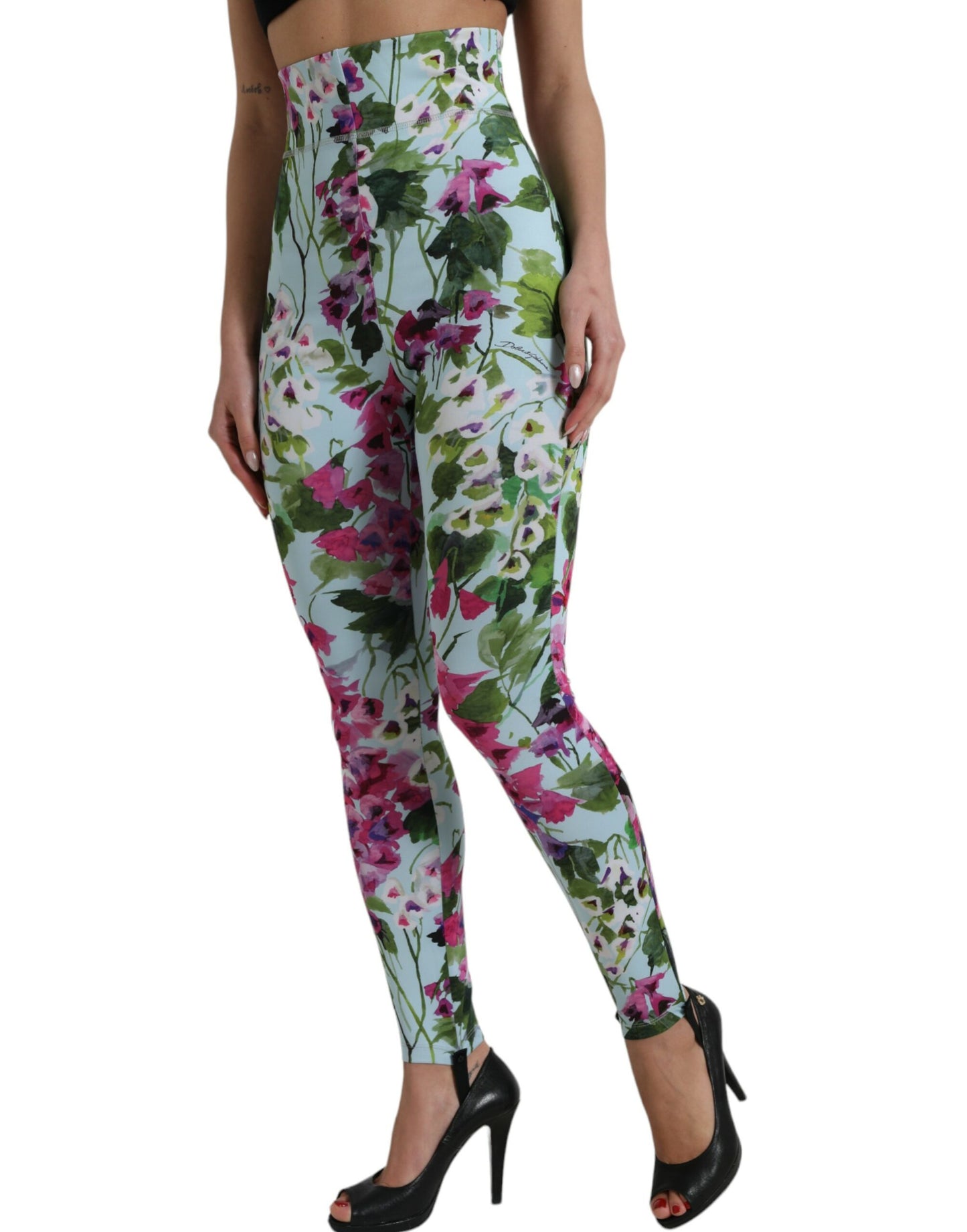 Dolce &amp; Gabbana Leggings mit mehrfarbigem Blumenmuster und hoher Taille