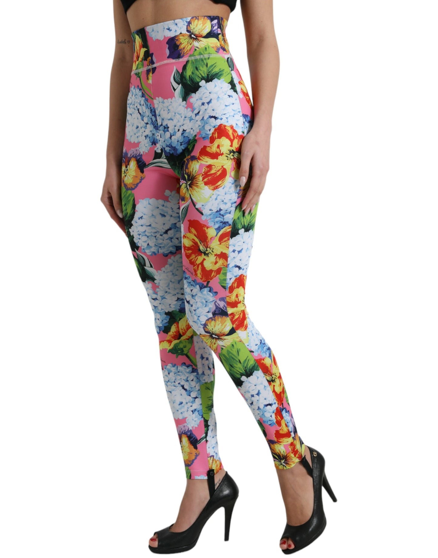 Dolce &amp; Gabbana Leggings mit mehrfarbigem Blumenmuster und hoher Taille