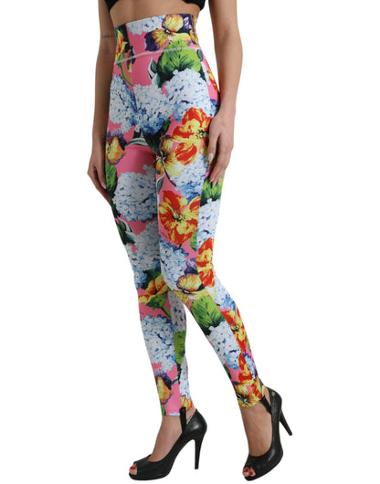 Dolce &amp; Gabbana Leggings mit mehrfarbigem Blumenmuster und hoher Taille