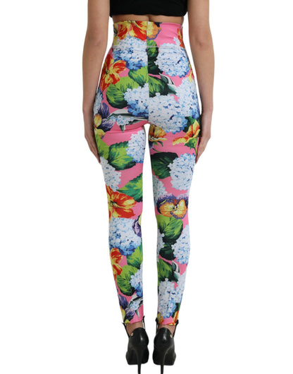 Dolce &amp; Gabbana Leggings mit mehrfarbigem Blumenmuster und hoher Taille
