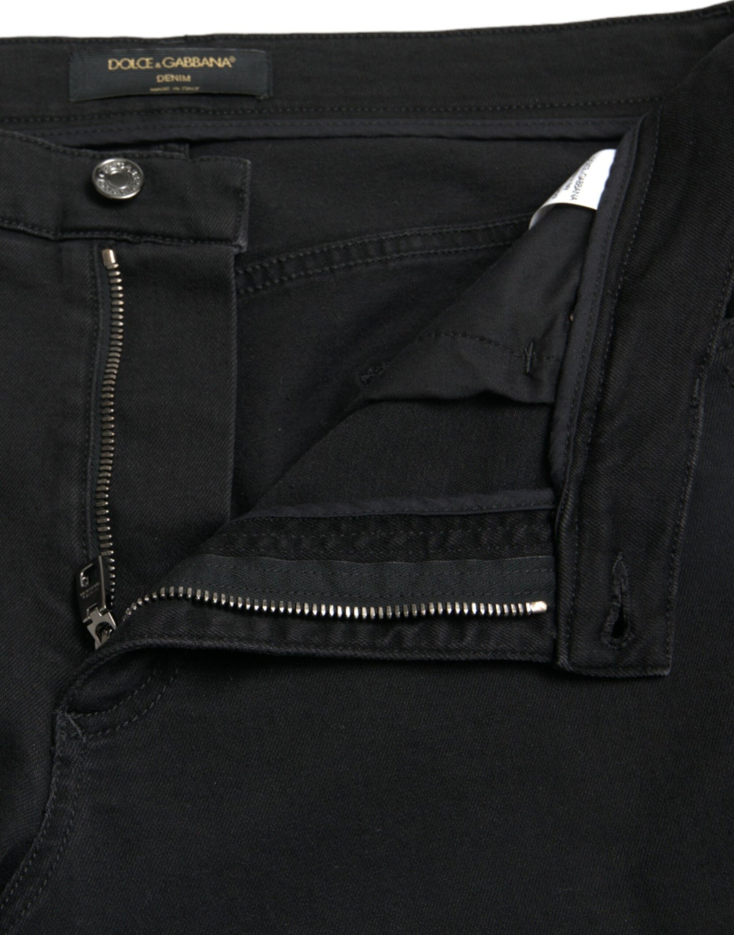 Dolce &amp; Gabbana – Schwarze, zerfetzte Jeans aus Baumwolle mit hoher Taille