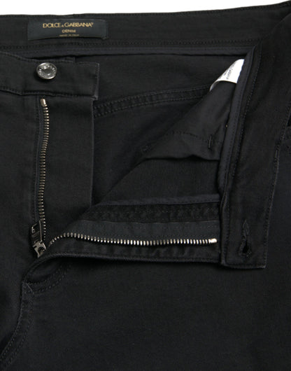 Dolce &amp; Gabbana – Schwarze, zerfetzte Jeans aus Baumwolle mit hoher Taille