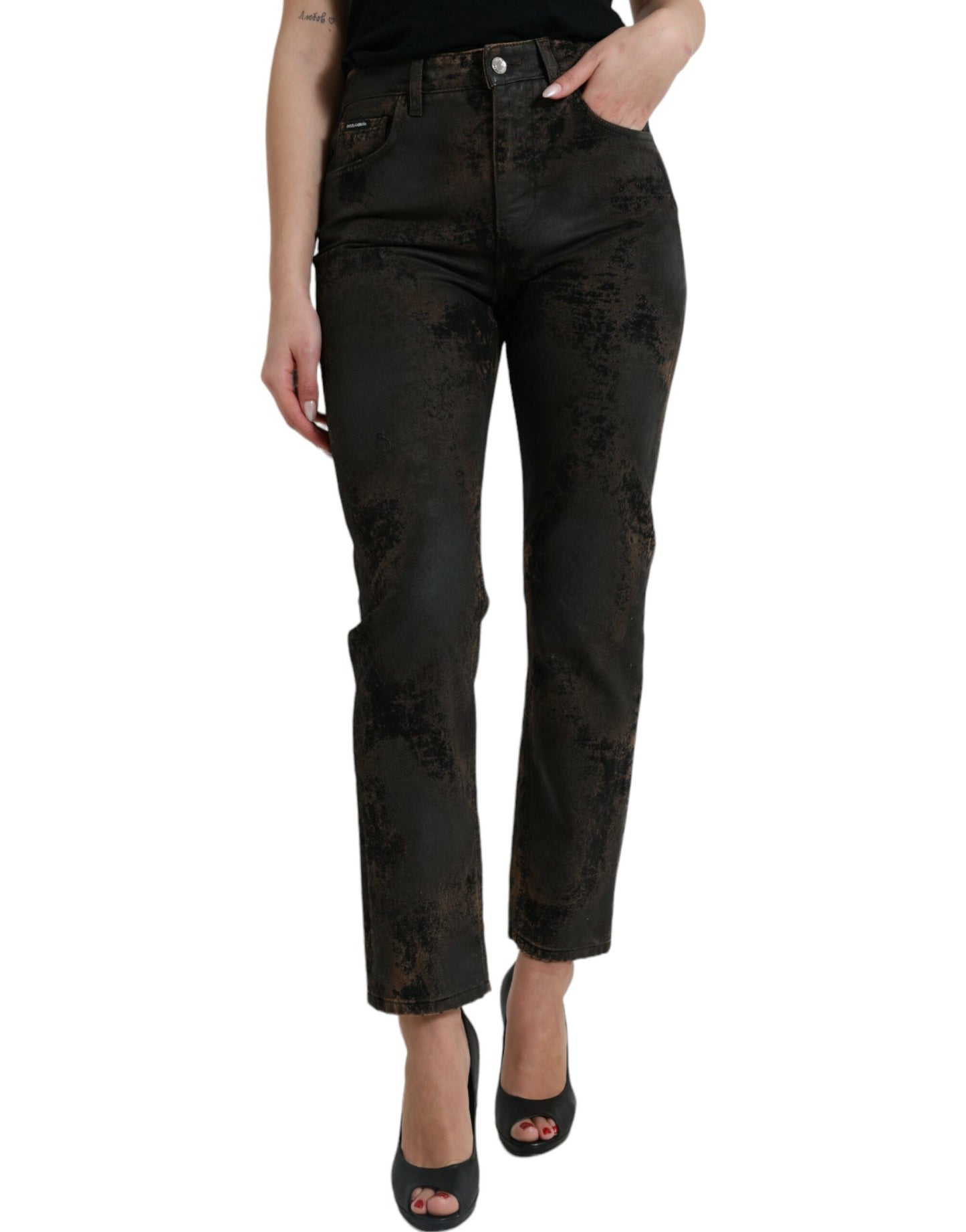 Dolce &amp; Gabbana Braune BOYFRIEND-Jeans aus Baumwolldenim mit mittlerer Taille