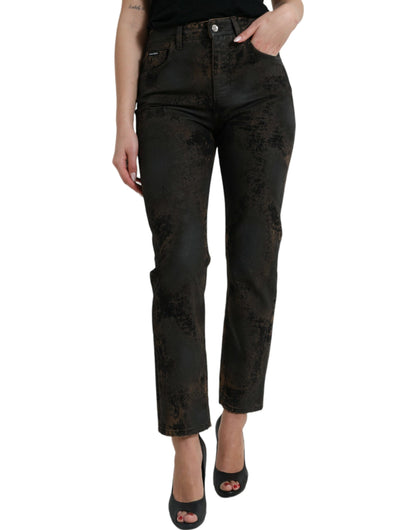 Dolce &amp; Gabbana Braune BOYFRIEND-Jeans aus Baumwolldenim mit mittlerer Taille