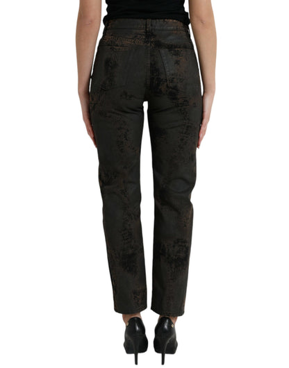 Dolce &amp; Gabbana Braune BOYFRIEND-Jeans aus Baumwolldenim mit mittlerer Taille