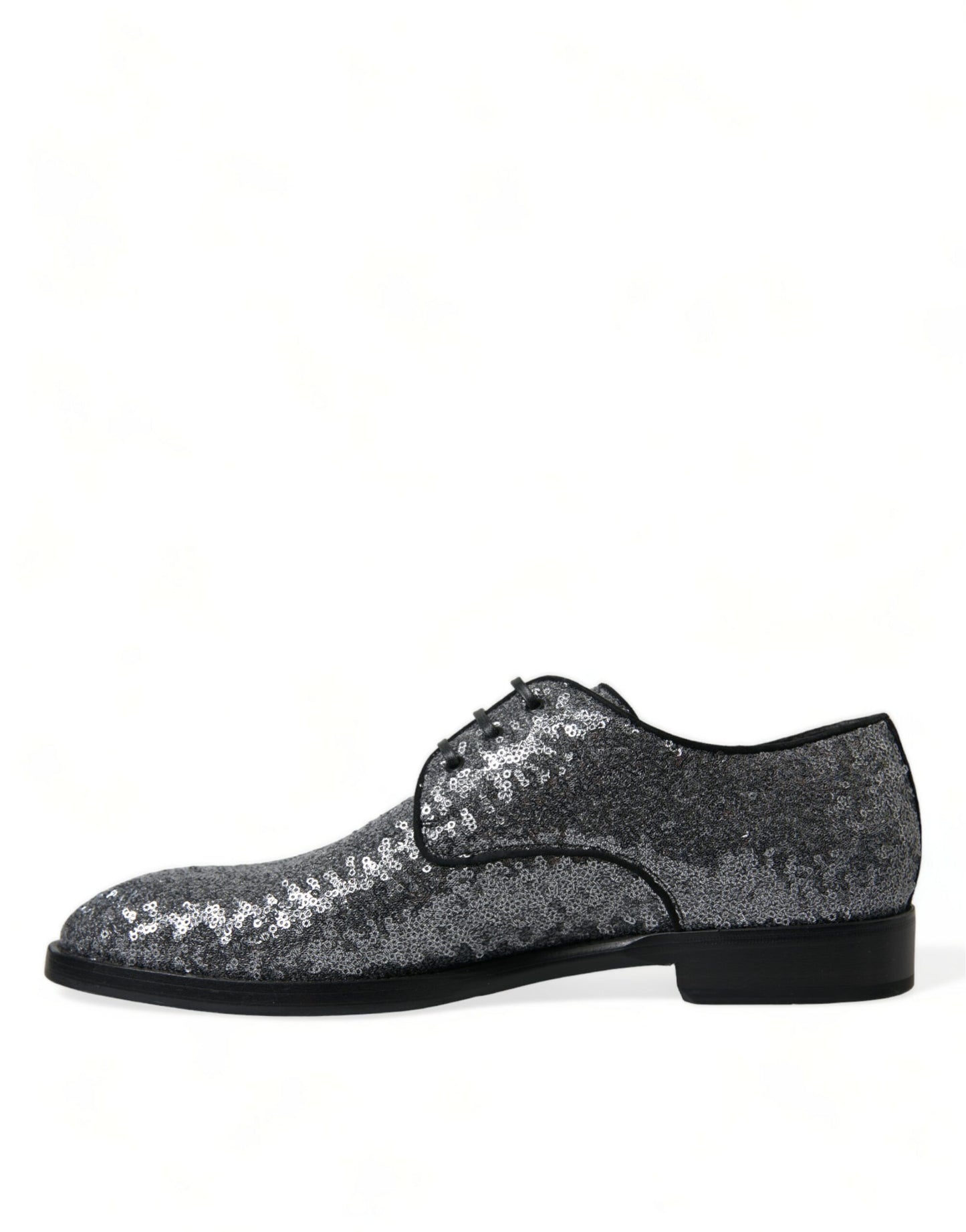 Dolce &amp; Gabbana – Silberne Derby-Schnürschuhe mit Pailletten für Herren
