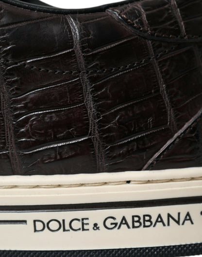 Dolce &amp; Gabbana Braun Krokodil Exotisches Leder Männer Casual Sneakers Schuhe
