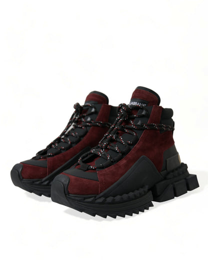 Dolce &amp; Gabbana Burgund Super King High Top Herren Sneakers Schuhe