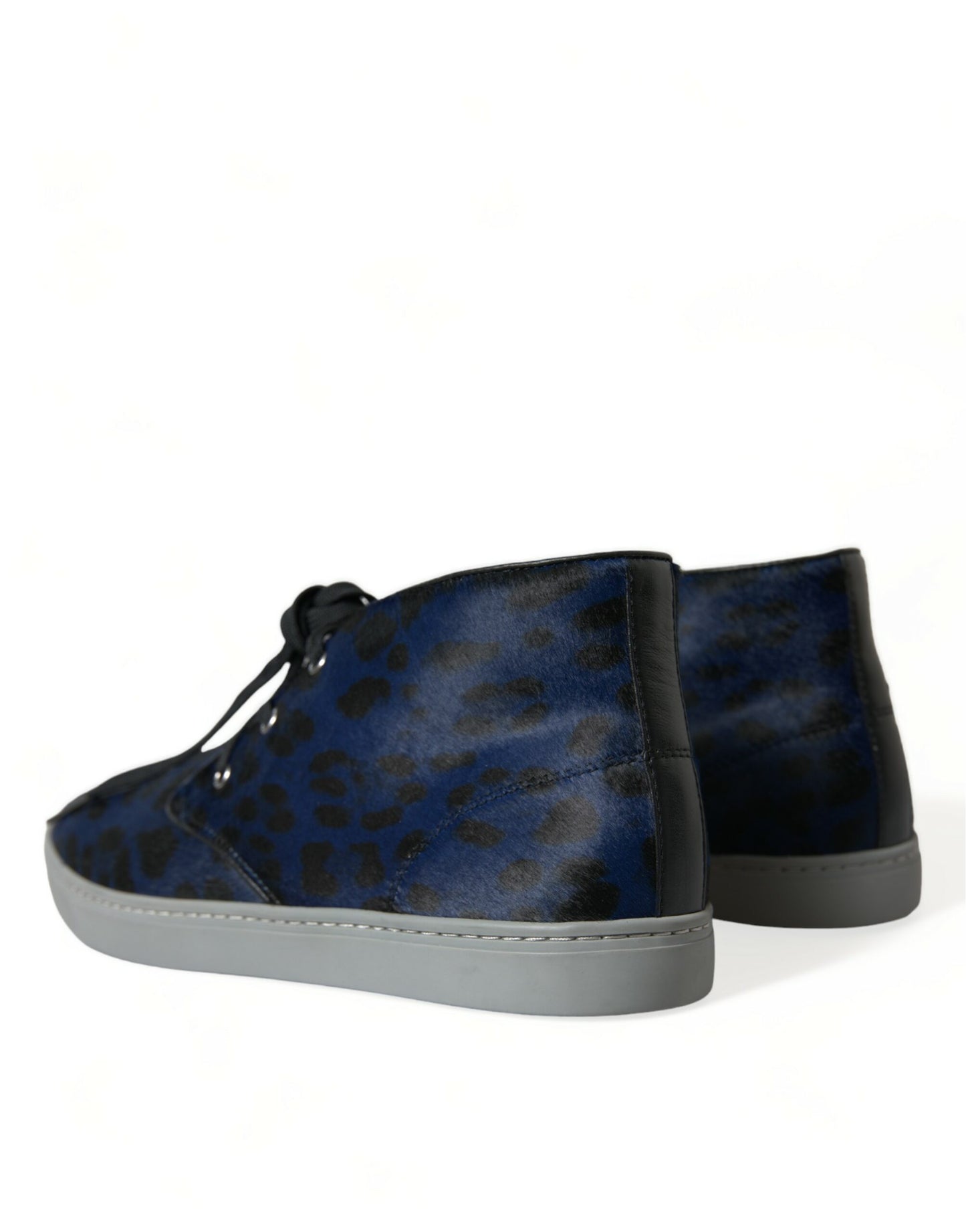 Dolce &amp; Gabbana – Blaue Sneakers aus Kalbsleder mit Leopardenmuster