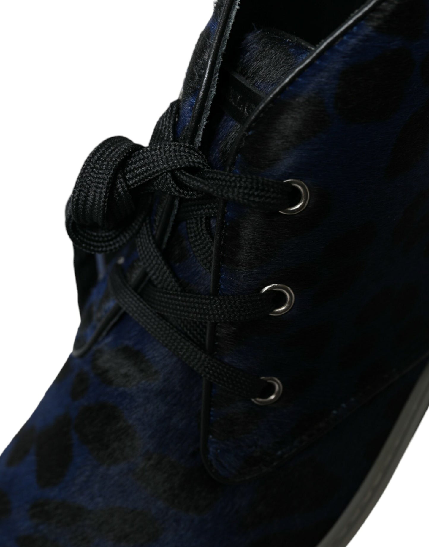 Dolce &amp; Gabbana – Blaue Sneakers aus Kalbsleder mit Leopardenmuster