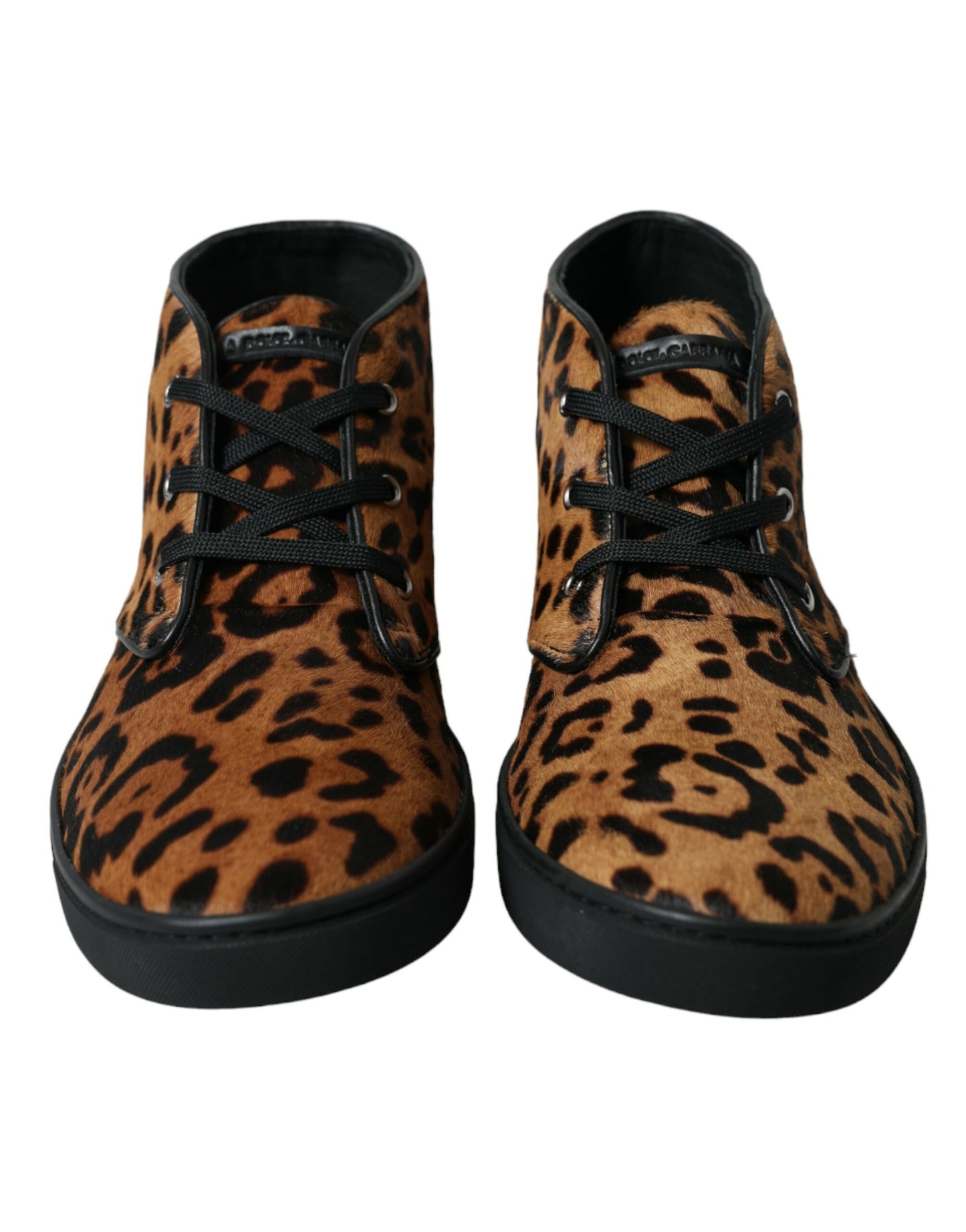 Dolce &amp; Gabbana Braune Sneakers aus Ponyhaarleder mit Leopardenmuster