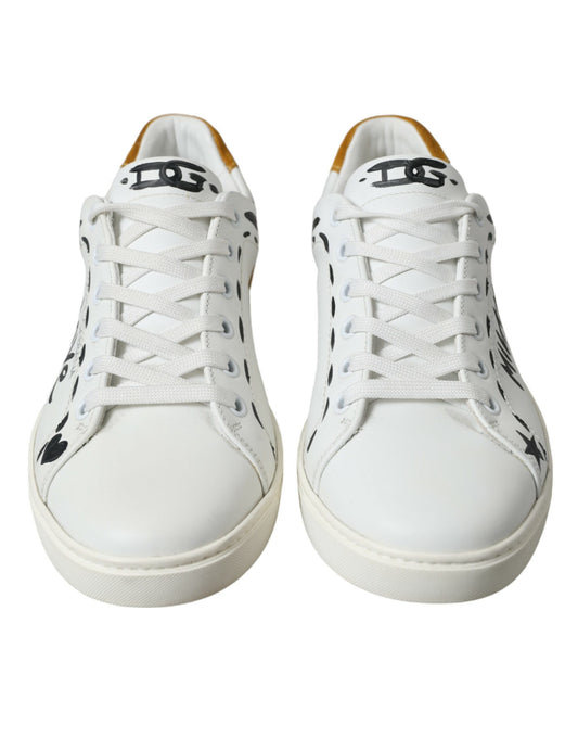 Dolce &amp; Gabbana Weißes Leder LOVE Milano Herren Sneakers Schuhe